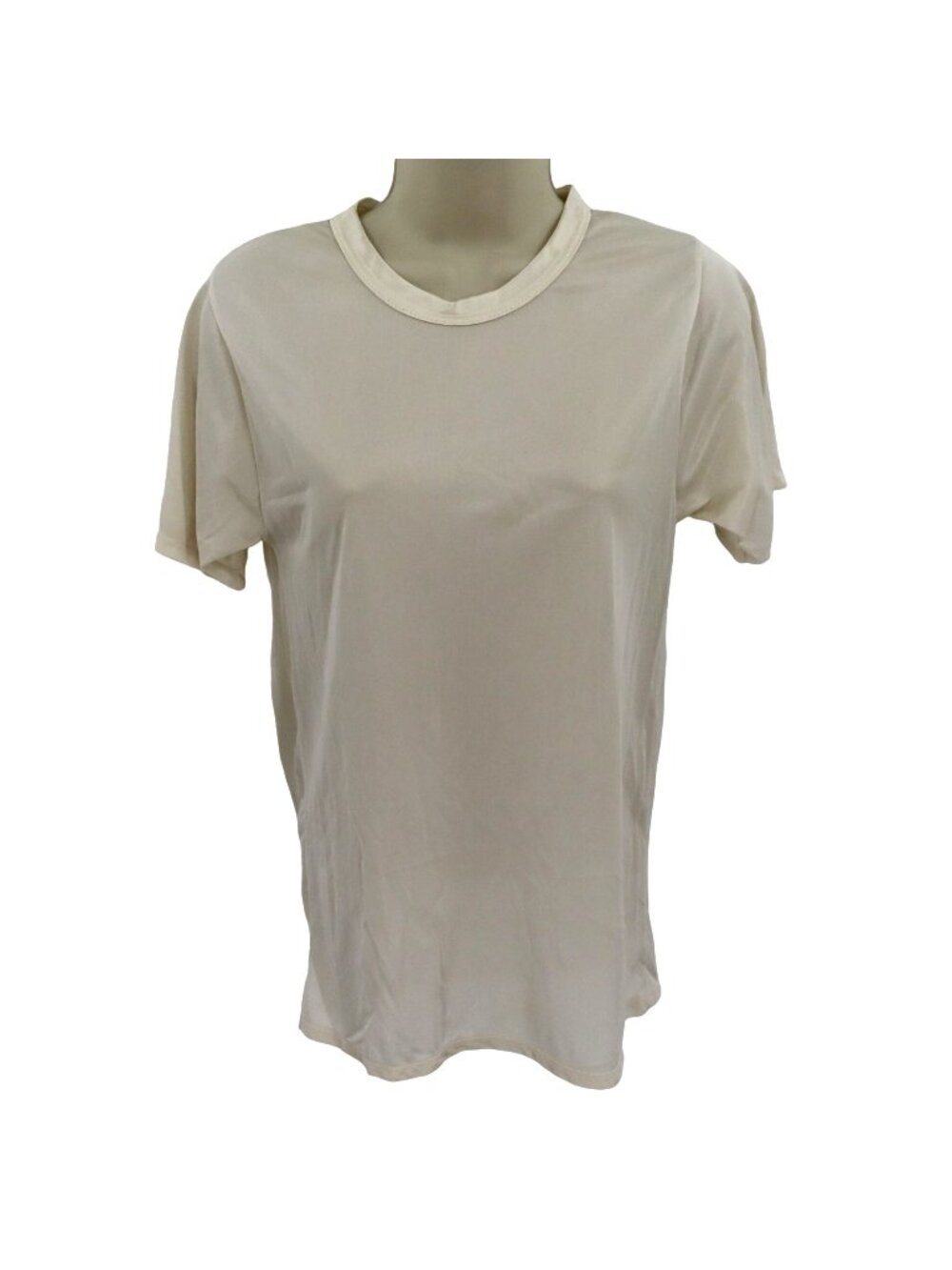 VTG Culit Women Small Ivory Off White All Nylon Short Sleeve T Shirt Made in USA